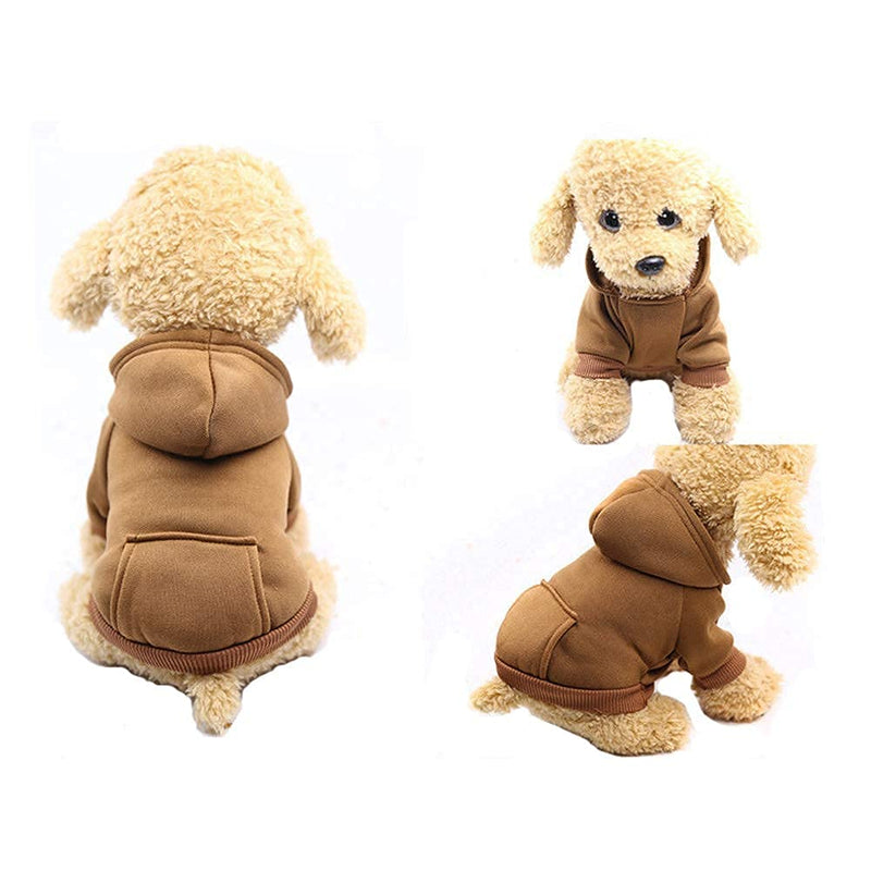 Jecikelon Winter Dog Hoodie Sweatshirts with Pockets Warm Dog Clothes for Small Dogs Chihuahua Coat Clothing Puppy Cat Custume Coffee - BeesActive Australia