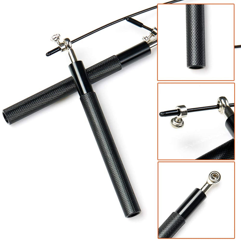 Speed Skipping Rope Adjustable Jumping Rope with Aluminium Alloy Handle and Ball Bearing Tangle-Free Exercise Rope for Fat Burning Exercises, Cross Fit Training, Fitness, Exercis Black - BeesActive Australia