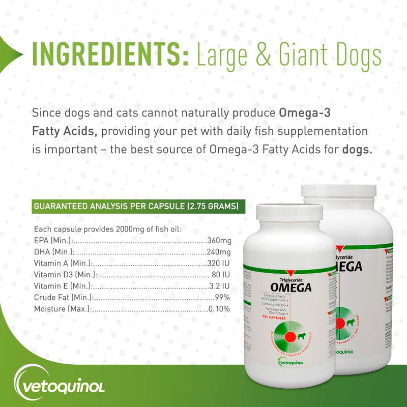 Vetoquinol Triglyceride Omega Dog & Cat Supplement Capsules, Small-Breed: 8-39 lbs 250 Capsules - BeesActive Australia