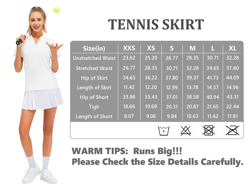 Tennis Skirt Womens Athletic Skort Pleated Skirt Workout Running Skirt Golf Skirts for Women with Pockets Y2K Mini Skirt Small 1 010 White - BeesActive Australia