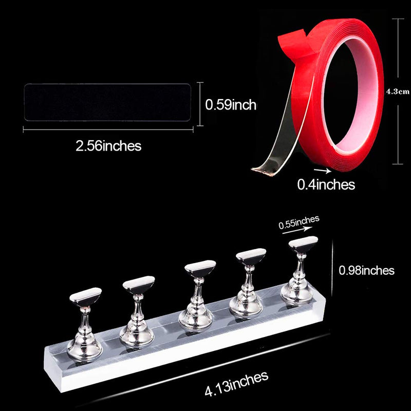 EBANKU Nail Art Holder Display Stand Set, 50Pcs Acrylic Nails Display Stand with 10M Double Sided Tape for Nails Walls, Magnetic Nail Practice Stand Manicure Tools - BeesActive Australia