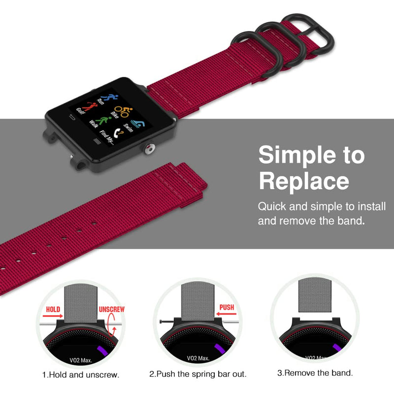 MoKo Watch Band for Garmin Vivoactive Acetate, Fine Woven Nylon Adjustable Replacement Strap for Garmin Vivoactive/Vivoactive Acetate Sports Smart Band Red - BeesActive Australia