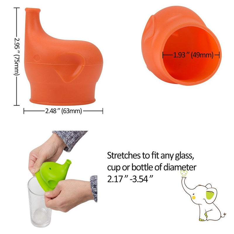 Scoolr Baby Sippy Cup Lids, 3pcs Elephant Spill Proof Food-Grade Silicone Sippy Lids for Kids (Blue+Green+Yellow) - BeesActive Australia