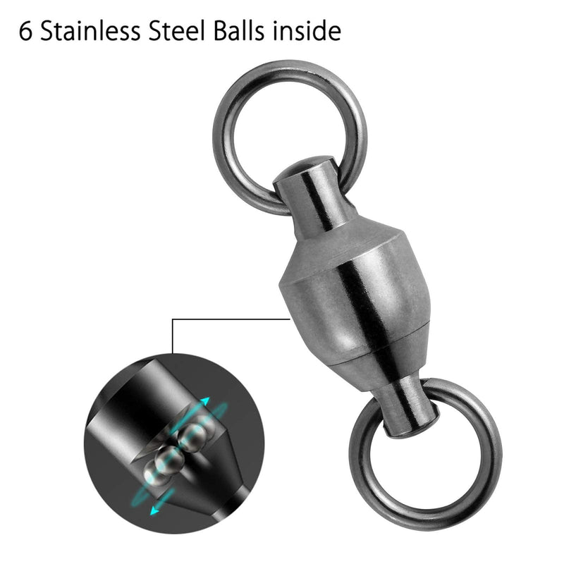 Dr.Fish 20 Pack Fishing Swivels Ball Bearing Swivels Stainless Stee Solid Rings Black Nickel Strength Saltwater Swivels Fishing Tackles Heavy Duty #1_44Lb_20pcs - BeesActive Australia
