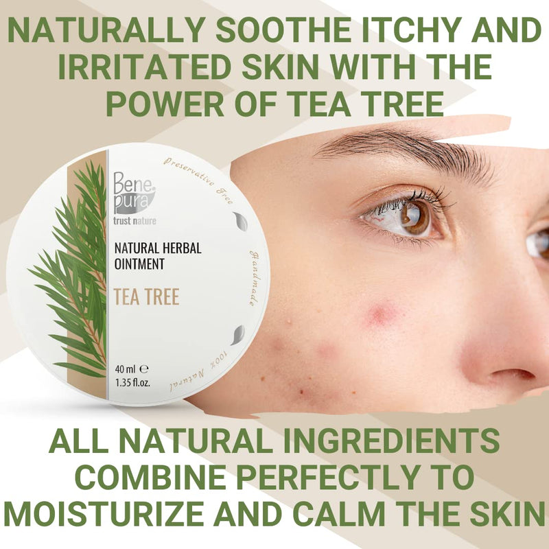 BenePura Tea Tree Cream for Eczema Itch Relief Cream - Eczema Cream for Adults - Natural Anti Itch Cream for Humans - Heat Rash Cream for Adults - Itchy Skin Cream, Dermatitis Cream, Bite Cream - 40ml - BeesActive Australia