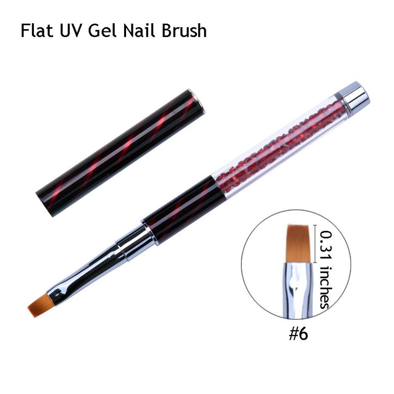 Ycyan 4Pcs UV Gel Nail Brush Set Rhinestone Handle Nylon Brushes Kit Professional Nail Art Tools - BeesActive Australia