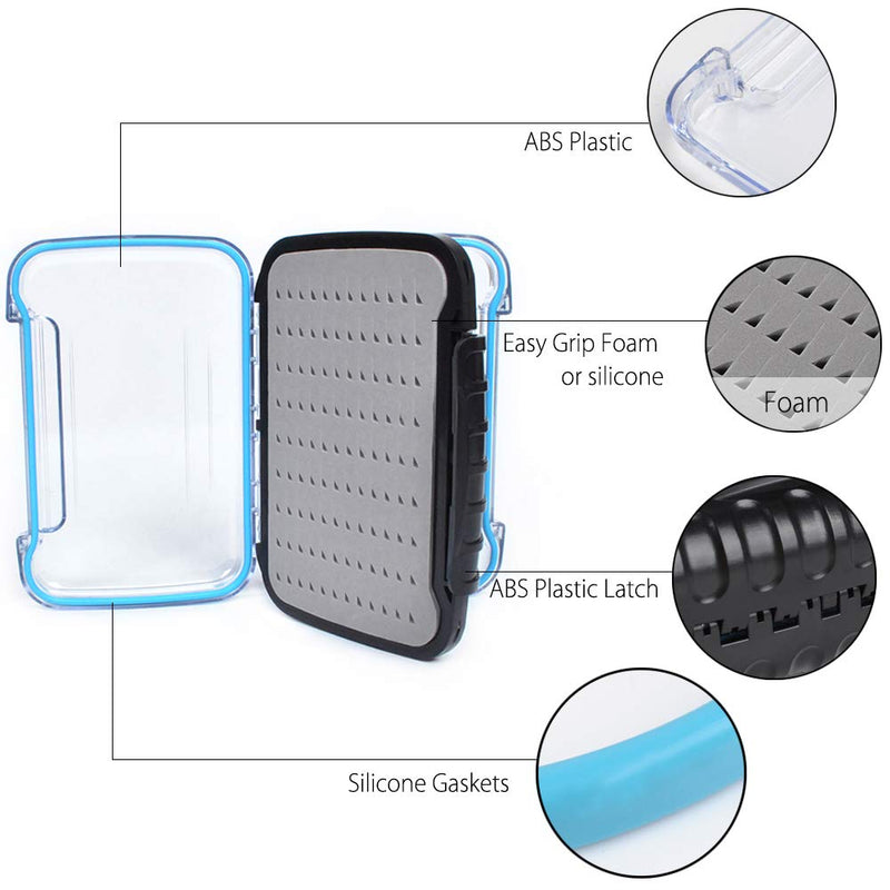 [AUSTRALIA] - Dr.Fish Fly Fishing Box Flies Case Waterproof Double Sided Transparent Lid Lightweight Deep Slot Easy Grip Slit Foam/Silicone Grip XS: 3.9 x 2.9 x 1.4inches(2PCS) 