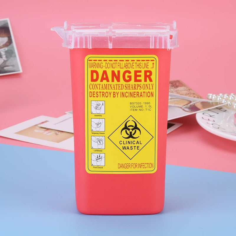 Sharps Bin Nikou Biohazard Needle,Tattoo Medical Plastic Sharps Container, Waste Box 1 Litre (Color : Red) - BeesActive Australia