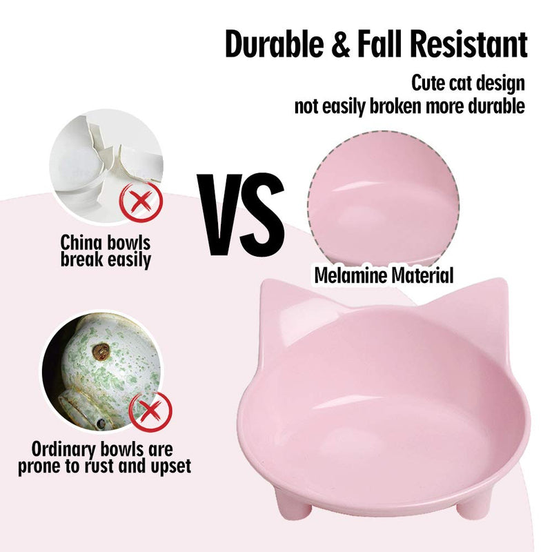 Cat Bowl Non Slip Cat Food Bowls,Pet Bowl Shallow Cat Water Bowl to Stress Relief of Whisker Fatigue,Dog Bowl Cat Dish Cat Feeding Wide Bowls for Puppy Cats Small Animals (Safe Food-Grade Material) Pink+White - BeesActive Australia
