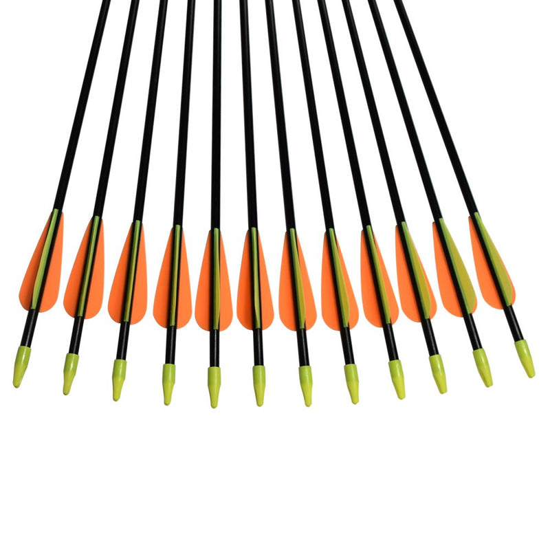 NIKA ARCHERY 24 26 28 30 Fiberglass Arrows for Youth Practise Recurvebow Compound Bow Shooting 12 pcs 24 inch Black Shaft - BeesActive Australia