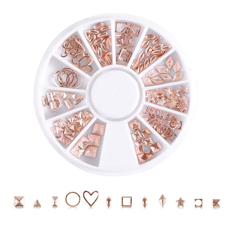 SILPECWEE 6 Boxes 3D Metal Nail Art Decoration Set Rose Gold Silver Nail Studs Moon Star Nail Charms Manicure Jewelry With 1Pc Tweezers And Picker Pencil NO1 - BeesActive Australia