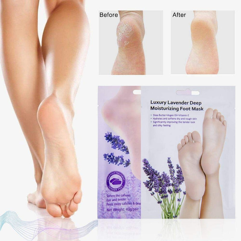 Foot Peel Mask Peeling Away Calluses and Dead Skin Cell (2 Pairs Per Box), Contain Lavender Essence, Exfoliating Foot Mask and Makes Your Feet Baby Soft - BeesActive Australia