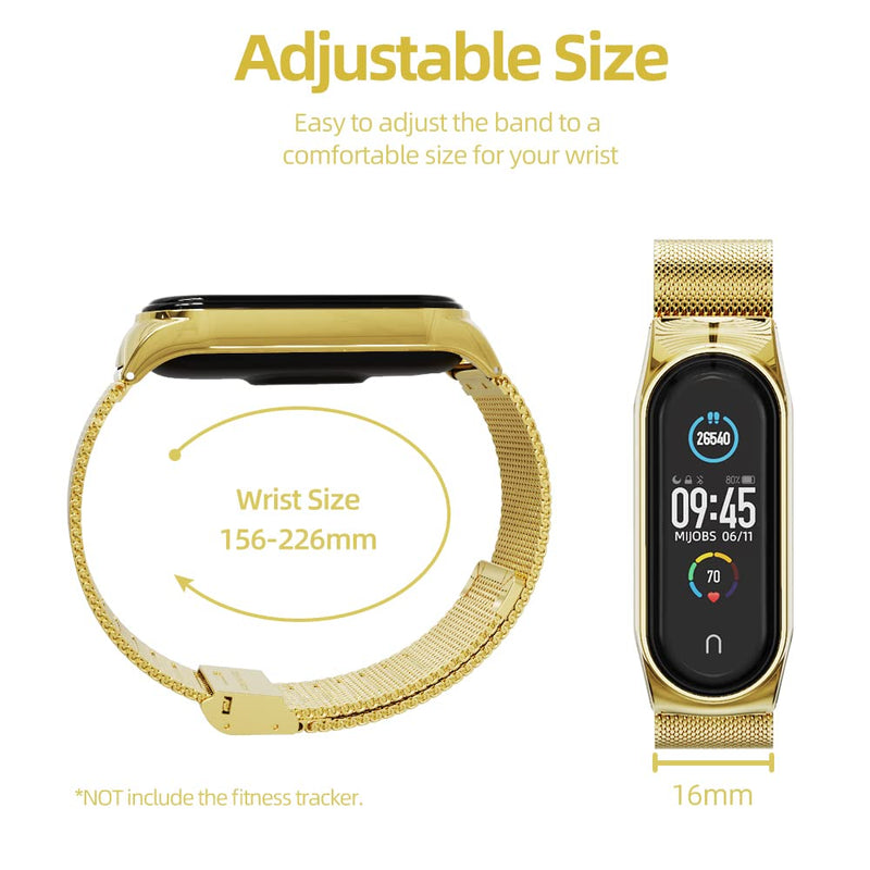 MIJOBS Strap for Xiaomi Mi Band 5 Mi Band 6 Breathable Replacement Strap for Band 4/Mi Band 3 Smart Band Watch Strap Wristband Bracelet for Women Men Gold - BeesActive Australia