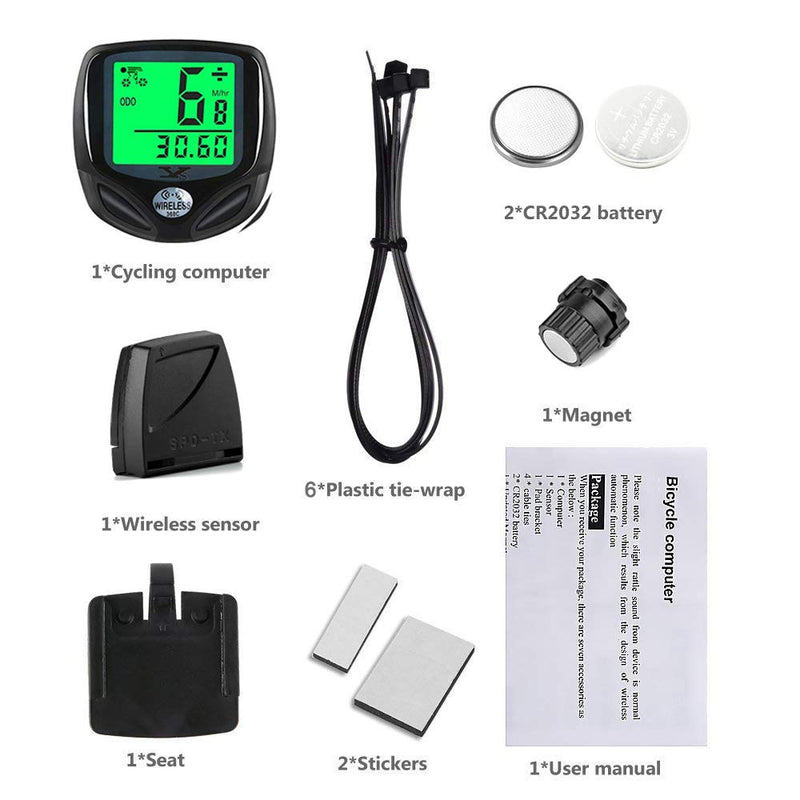 DINOKA Bike Speedometer Waterproof Wireless Bicycle Bike Computer and Cycling Odometer with Multi-Function LCD Backlight Display - BeesActive Australia