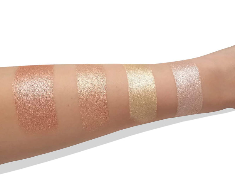 Highlighter Palette Highlighter Makeup Iluminador - Glow Bronzer Powder Makeup Highlighter Kit With Mirror - 4 Highly Pigmented Face Highlighter Shimmer Colors - Vegan, Cruelty Free & Hypoallergenic - BeesActive Australia