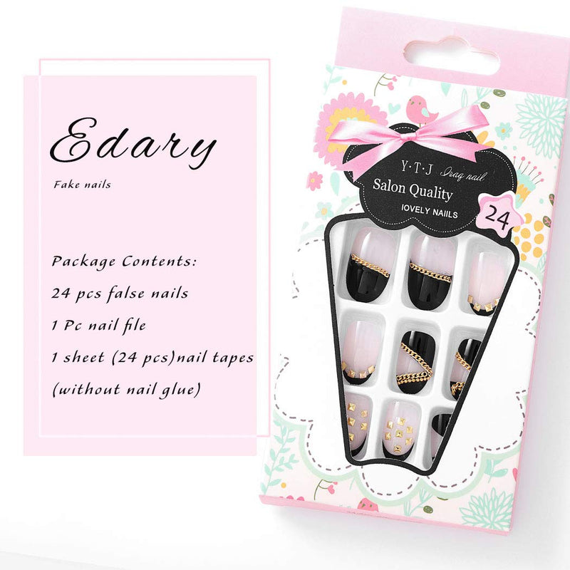 Edary Oval False Nails Clitter Ballerina Nails Full Cover Acrylic Nail Art Press on Nail - BeesActive Australia