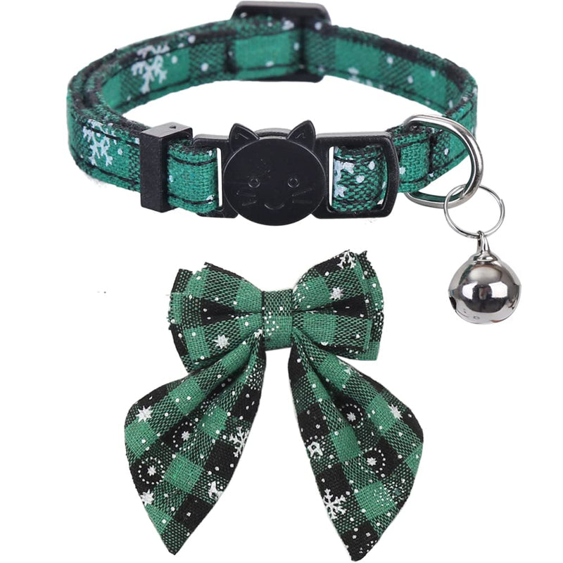 Lamphyface Christmas Cat Collar Breakaway with Cute Removable Bow Tie Flower and Bell for Kitty Adjustable Safety Plaid - BeesActive Australia