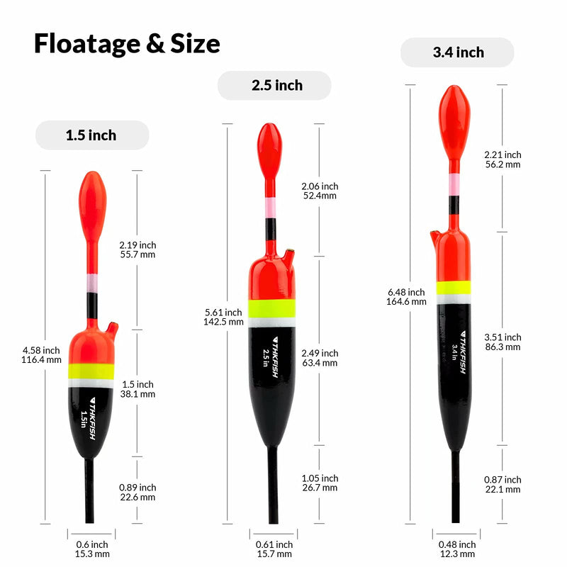 THKFISH Fishing Bobbers Fishing Floats and Bobbers Slip Bobbers for Fishing Balsa Floats Crappie Fishing Bobbers 1/6oz(3.47"X0.47"X6.73") 3/8oz(3.84"X0.6"X 7.2") 1/2oz(4.13"X0.75"X7.87") Floatage 1/10oz(3g)-5pcs - BeesActive Australia