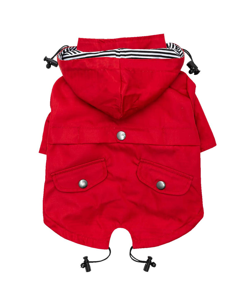 Ellie Dog Wear Red Zip Up Dog Raincoat with Reflective Buttons, Pockets, Water Resistant, Adjustable Drawstring, Removable Hoodie - Size XS to XXL Available - Stylish Premium Dog Raincoats Medium - BeesActive Australia