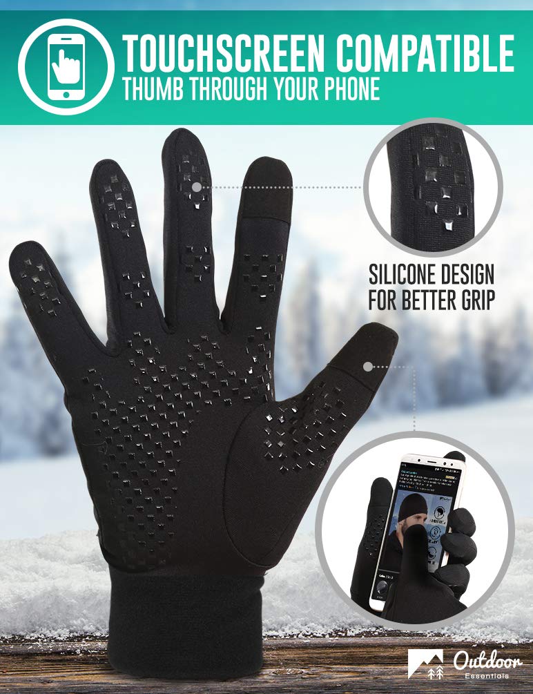 [AUSTRALIA] - Touch Screen Running Gloves - Thermal Winter Glove Liners for Cold Weather for Men & Women - Thin, Lightweight & Warm Black Gloves for Texting, Cycling & Driving - Touchscreen Smartphone Compatible Medium / Large 