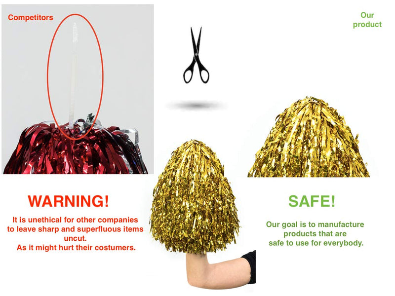 [AUSTRALIA] - Obsessed Group Chearleading Pom Poms for Kids and Adults Pack of 2 Fluffy Metallic Cheerleader Pom Poms for Fun and Team Spirit Blue 