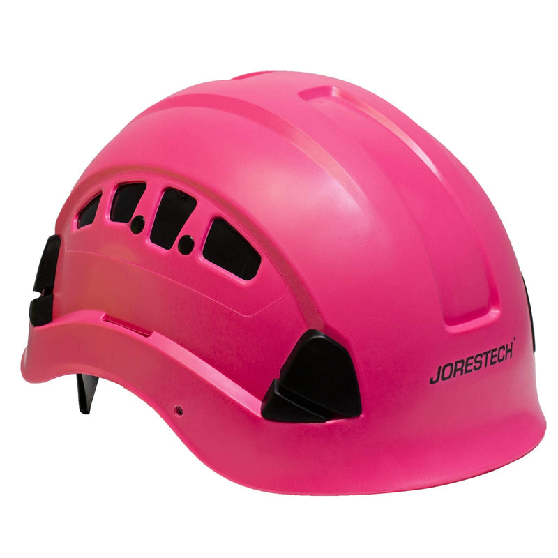 JORESTECH - ABS Work-at-Height and Rescue Hard Hat Slotted Ventilated Helmet w/ Adjustable Ratchet 6-Point Suspension ANSI Z89.1-14 Pink - BeesActive Australia