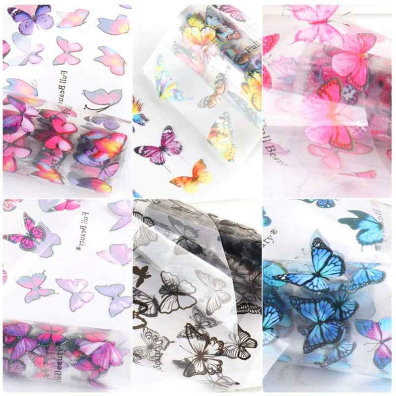 Butterfly Nail Art Foil Transfer Stickers Self Adhesive Starry Nail Sky Stickers Nail Art Supplies Set of 10 Rolls Butterflies Design Nail Decals for Women DIY Nail Art Decorations Manicure Tips - BeesActive Australia