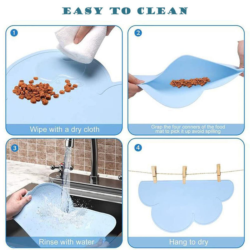 Silicone Dog Cat Bowl Mat, Waterproof Slip Resistant Silicone Pet Feeding Mat with High Lips, Cats and Dogs Food Placemat Tray, Raised Edges to Prevent Water Spills on Floors, Dishwasher Safe Grey - BeesActive Australia
