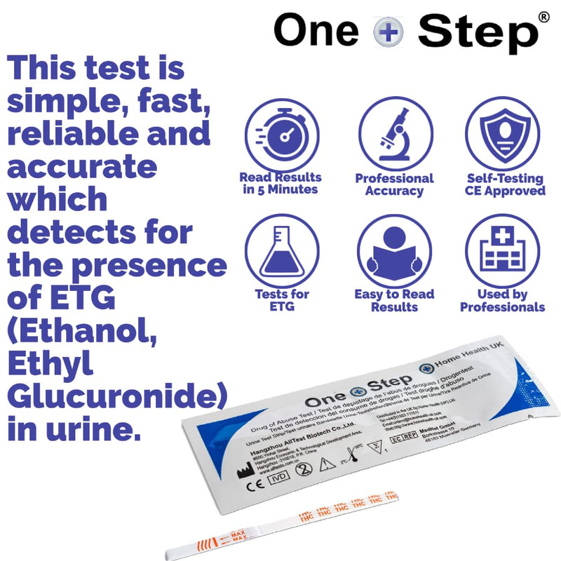 One Step: 5 x ETG Testing Kits (Ethanol, Ethyl Glucuronide) Urine Alcohol Test Strips 5 Count (Pack of 1) - BeesActive Australia