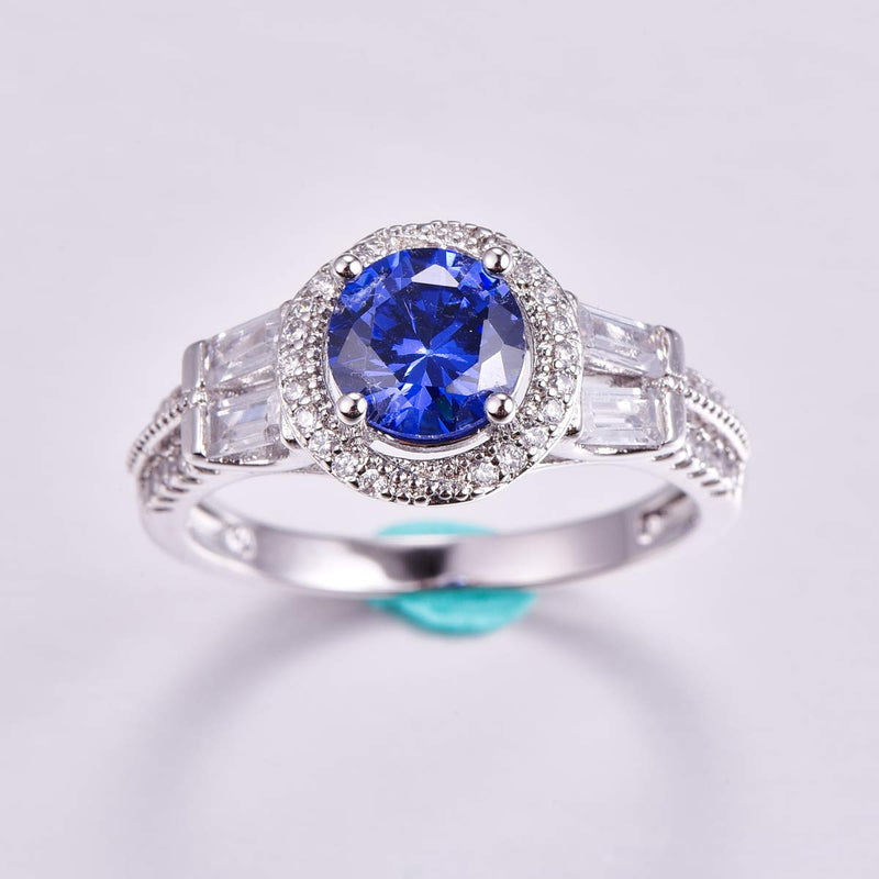 Empsoul 925 Sterling Silver Rainbow Ring Princess Cut Purple & Rainbow Topaz Anniversary Engagement Wedding Ring for Women US6 Sea Blue - BeesActive Australia