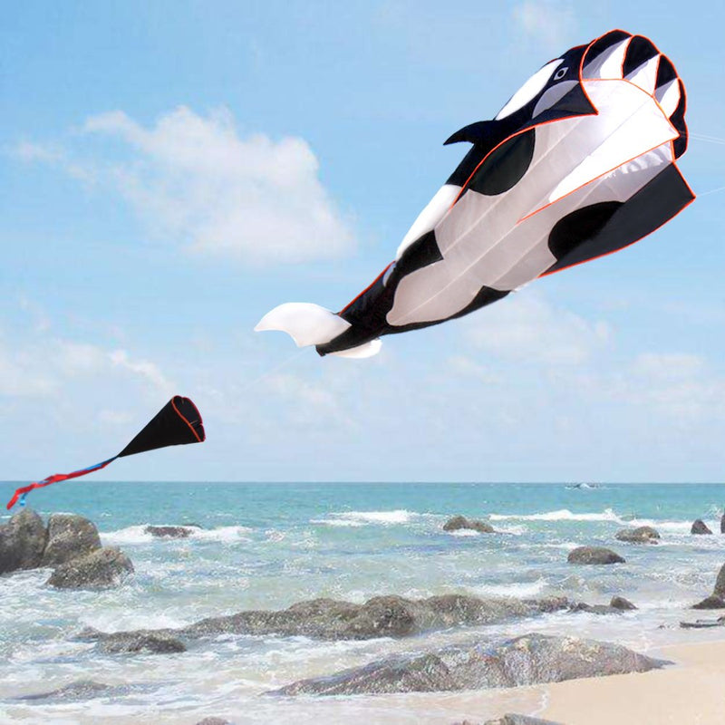 [AUSTRALIA] - Hengda KITE-3D Kite Huge Frameless Soft Parafoil Giant Black Dolphin Breeze Kite 