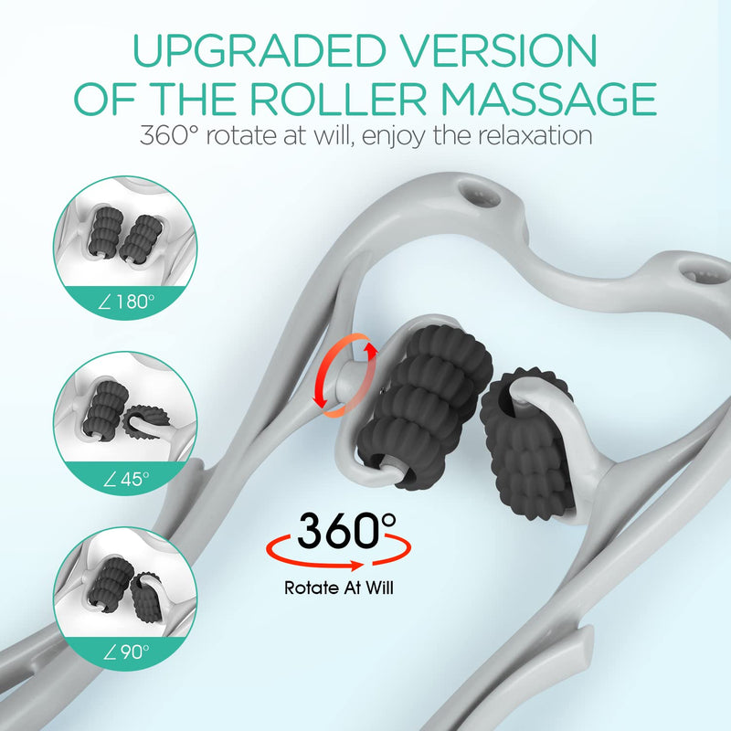 VOYOR Neck Massager Roller, Handheld Neck Massager for Neck Pain Shoulder Legs Muscle Relief, Deep Tissue Shiatsu Massage with 8 Pressure Trigger Point Balls, Lightweight & Portable MS410 (Grey) - BeesActive Australia