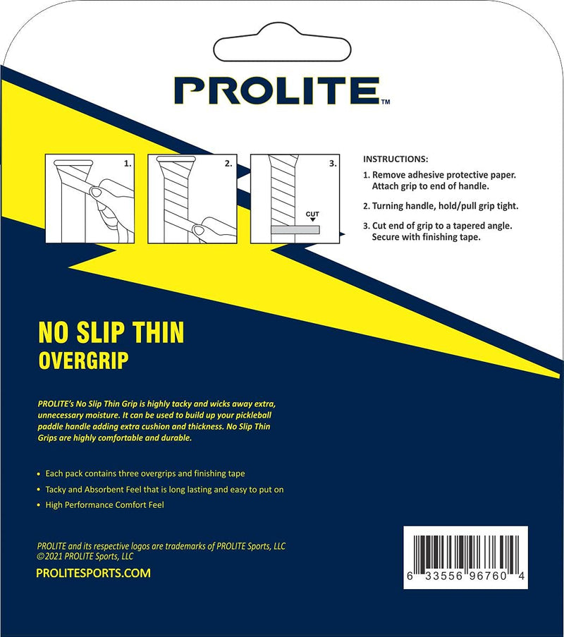 PROLITE No Slip Thin Grip - 3 Pack for Pickleball Paddles, Tennis, Racquetball, Squash, Platform Tennis, Badminton and More Black - BeesActive Australia