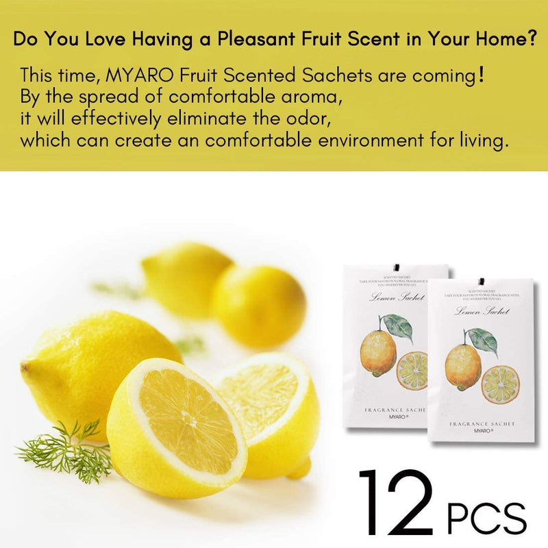 MYARO 12 Packs Lemon Scented Sachets for Drawer and Closet Air Freshener, Long-Lasting Sachets Bags Drawer deodorizers Fresh Scents, Home Fragrance Sachet for Lover - BeesActive Australia