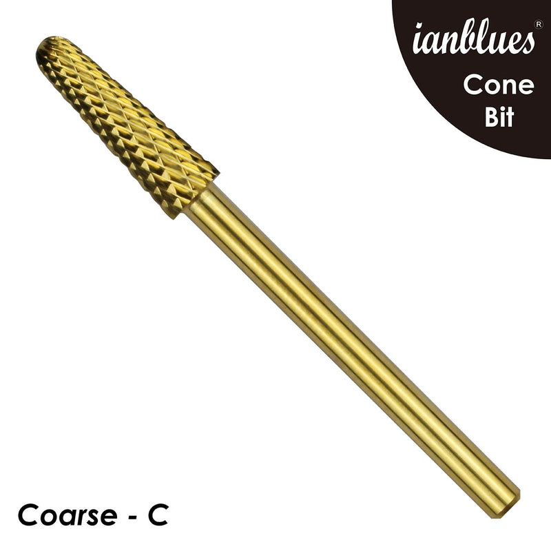 ianblues Cone Bit Carbide Nail Drill for Electric Manicure Drill Machine, Pro-Remove Nail Gels, Acrylic Gels, Dip Powder, or Normal Nail Care (C -Coarse, Gold) C -Coarse - BeesActive Australia