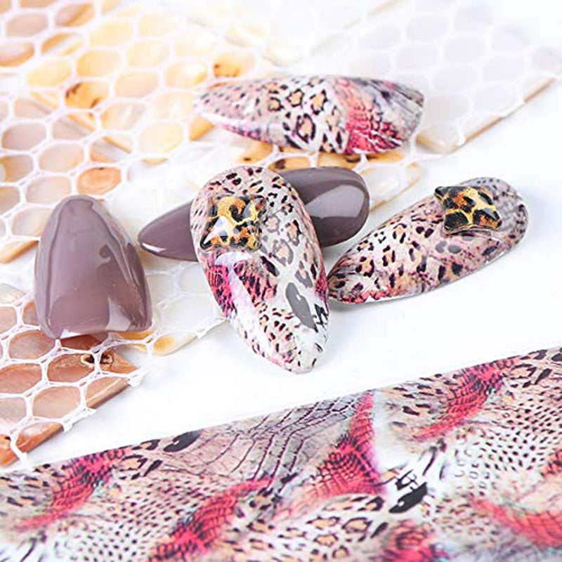 Nail Art Foil Transfer Stickers Design Leopard Print Nail Art Supplies Foil Transfers 10 Rolls Nail Decals Nail Extension Gel Art Decorations for Women Poly Nail Gel DIY - BeesActive Australia