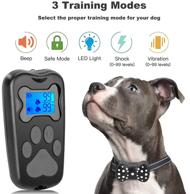 Shock Collar 3000Ft Remote Range Dog Training Collar with Beep Vibration and Shock, for Small Medium Large Dogs Training Collar Black+Pink - BeesActive Australia