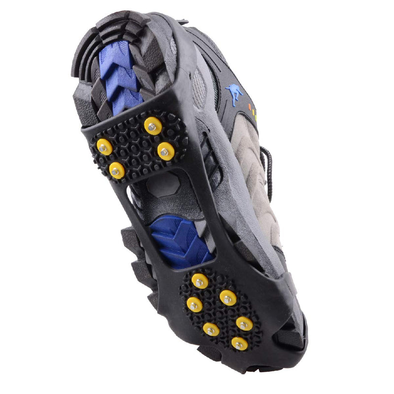 Azarxis Walk Traction Ice Cleat Spikes Crampons with 10 Spikes Snow Grips Stretch Footwear Traction for Walking, Jogging, Climbing, Hiking on Snow and Ice Black XL (Men:11-14 / Women:13-16) - BeesActive Australia