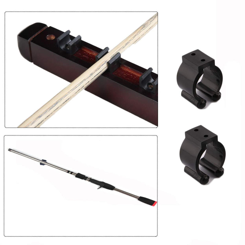 [AUSTRALIA] - Very Big Size 24 PCS Billiards Snooker Cue Locating Clip Holder Regular Fishing Rod Storage Clips Black for Pool Cue Racks,Holding Hole Size 2.3cm/0.95", Or usesd for Fishing Rod Storage Rack 