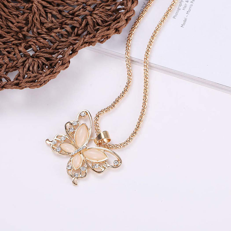 TseanYi Opal Butterfly Pendant Necklace Gold Large Butterfly Necklace Chain Insect Rhinestone Chain Necklace Jewelry for Women and Girls - BeesActive Australia