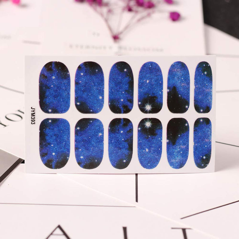 SILPECWEE 6 Sheets Adhesive Nail Art Polish Stickers Tips Starry Aurora Nail Wraps Decals Strips Set Manicure Decoration And 1Pc Nail File - BeesActive Australia