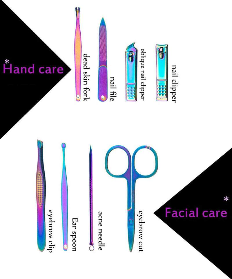 Personality Manicure Set Nail Clipper Kit Professional - Nail Clippers Scissors Grooming Kit for Thick Nails Cuticle Remover Toe Nail Toenail Care Cutter Pedicure Travel Tool Kit Men Women (8PCS) 8PCS - BeesActive Australia