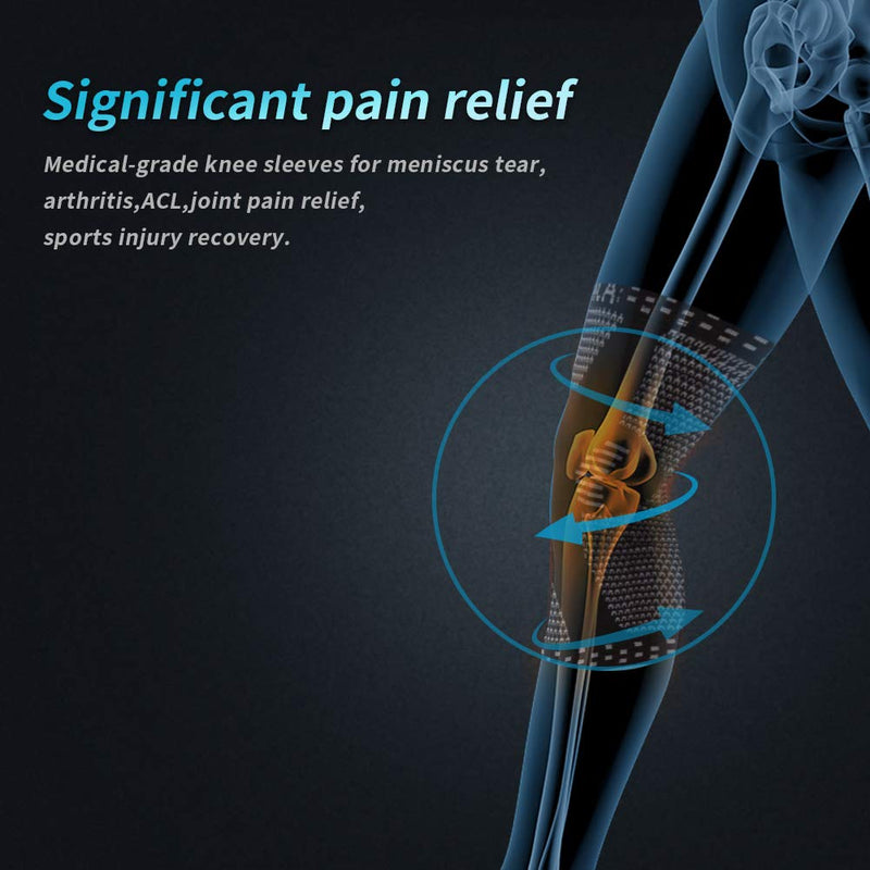 NEENCA Knee Brace,Knee Compression Sleeve Support with Patella Gel Pad & Side Stabilizers,Medical Grade Knee Protector for Running,Meniscus Tear,Arthritis,Joint Pain Relief,ACL,Injury Recovery 3XL B Dark Blue - BeesActive Australia