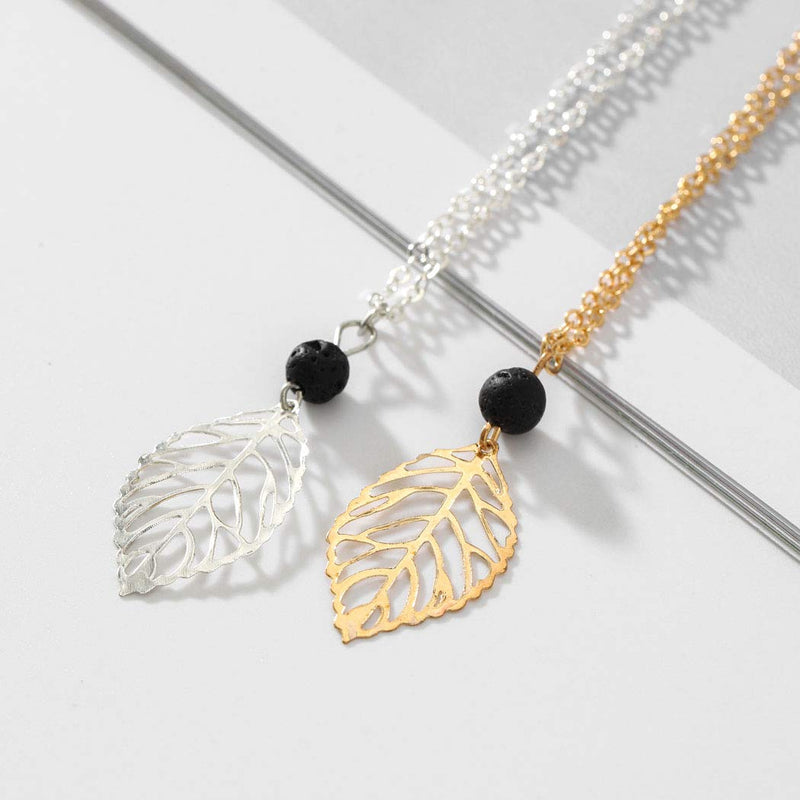 Ronglia Boho Leaf Necklace Gold Beaded Pendant Necklaces Leaves Choker Chain Jewelry Adjustable for Women and Girls - BeesActive Australia