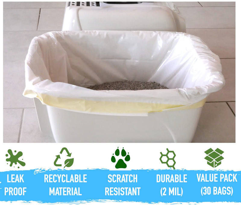 Cat Litter Box Liners Drawstring XL (30 Bags) 39" x 17" Super Jumbo Scratch Resistant Extra Heavy 2 Mil Litter Tray Cat Box Liner Bags (30 Count) Large - BeesActive Australia