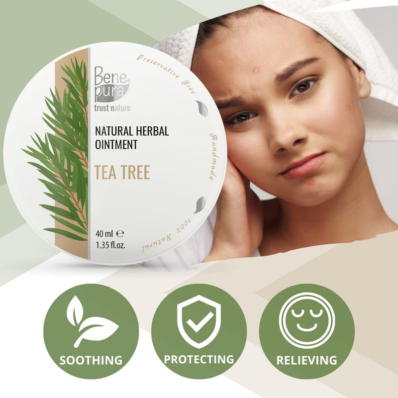 BenePura Tea Tree Cream for Eczema Itch Relief Cream - Eczema Cream for Adults - Natural Anti Itch Cream for Humans - Heat Rash Cream for Adults - Itchy Skin Cream, Dermatitis Cream, Bite Cream - 40ml - BeesActive Australia