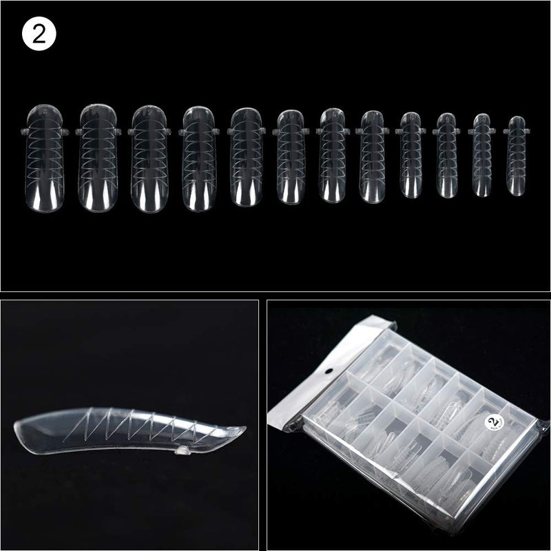 KADS 120PCS Clear Full Cover Dual Nail System Form UV Gel Acrylic Nail Art Mold Artificial Nail Tips with Scale for Extension (MODEL 2) MODEL 2 - BeesActive Australia