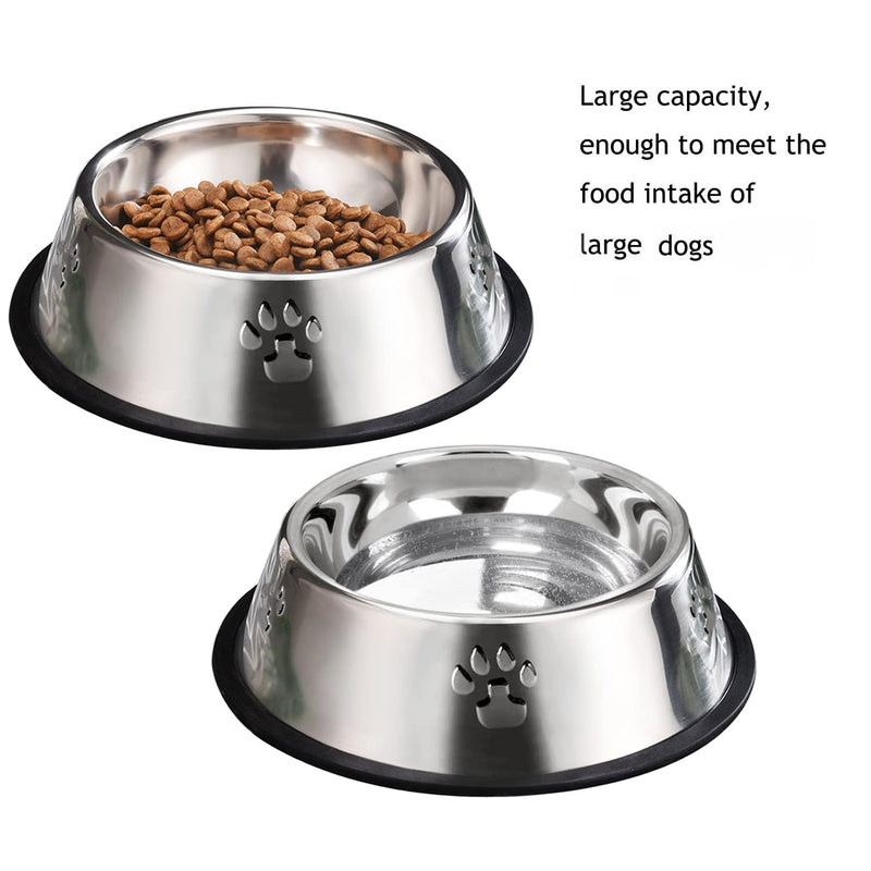 2 Stainless Steel Dog Bowls, Dog Feeding Bowls, Dog Plate Bowls with Rubber Bases, Small, Medium and Large Pet Feeder Bowls and Water Bowls L-33.8oz - BeesActive Australia