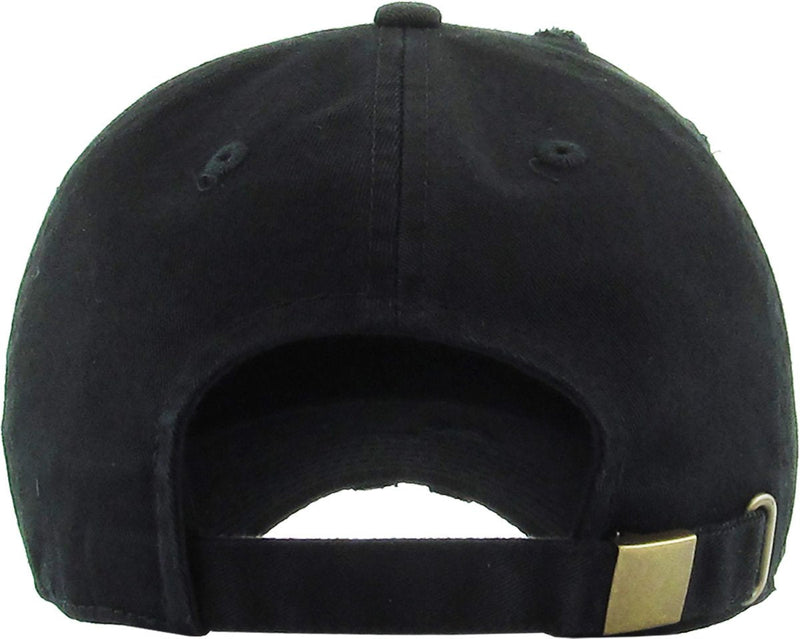 Vintage Washed Distressed Cotton Dad Hat Baseball Cap Adjustable Polo Trucker Unisex Style Headwear One Size Black - BeesActive Australia