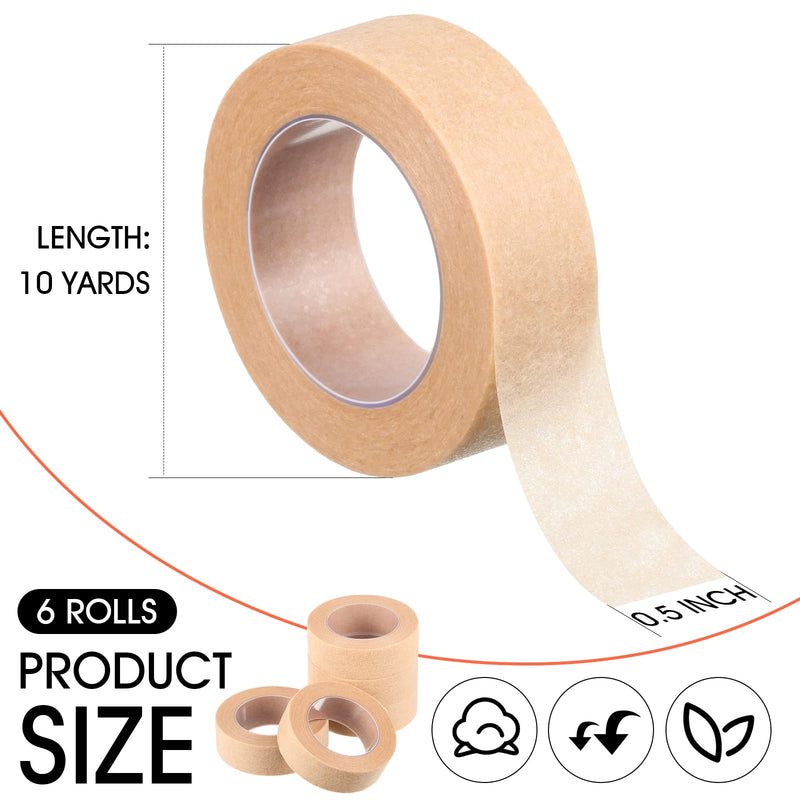 6 Rolls Flexible Skin Tape Breathable Nose Tape Self Adhesive Gauze Tape for Wound Injuries Swelling Sports, 0.5 Inch x 10 Yards Beige - BeesActive Australia